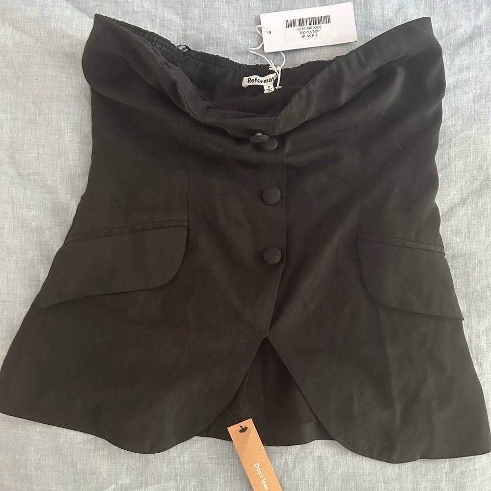 Reformation Tonya Top in Black Size 2 Strapless Tube Top vest top blazer - Picture 9 of 10